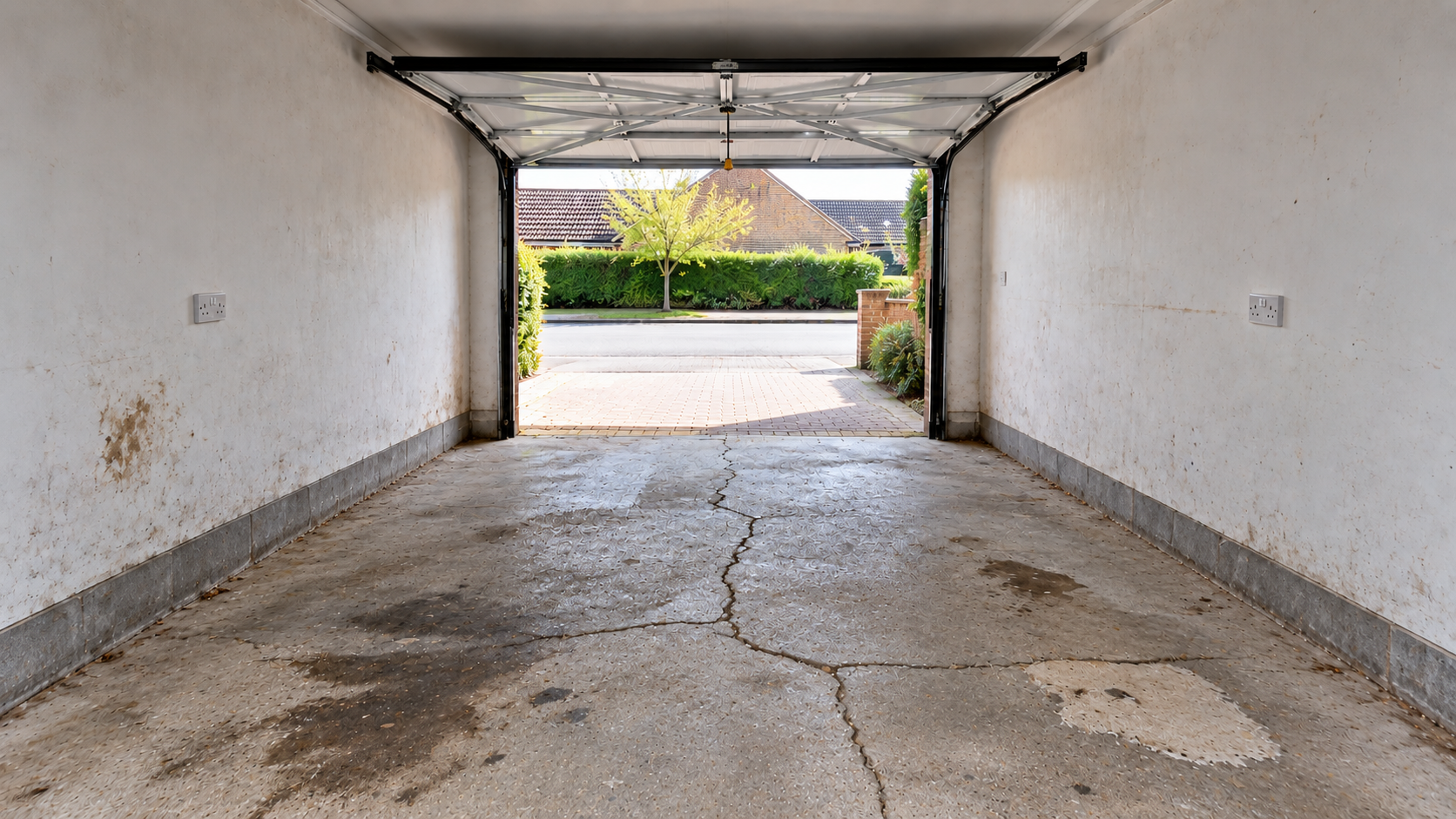 Existing concrete floor before the single garage floor transformation